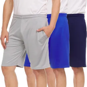 3 Pack Men's Athletic Shorts with Pockets  9-Inch Gym Workout Shorts for Men Basketball Soccer Sports Training Up to 3X