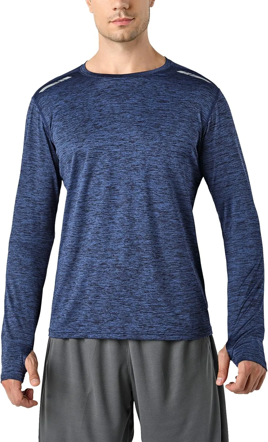 3 Pack: Men's Long Sleeve T Shirts, Dry Fit UV Sun Protection Hiking Athletic Active Tops with Thumb Holes