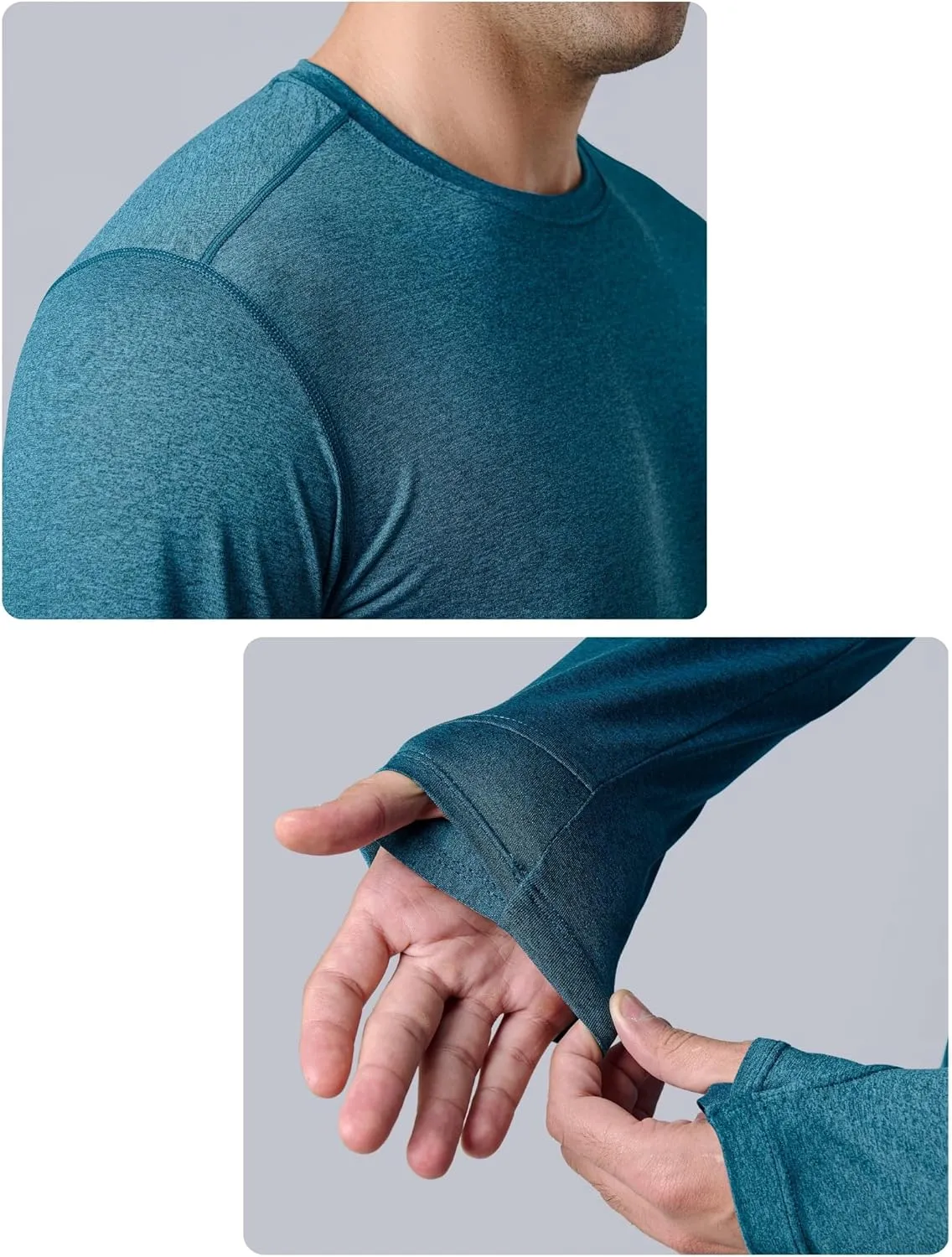 3 Pack: Men's Long Sleeve T Shirts, Dry Fit UV Sun Protection Hiking Athletic Active Tops with Thumb Holes