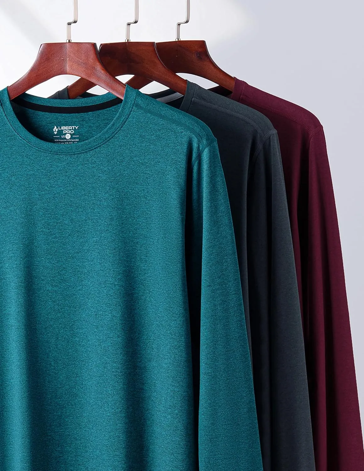 3 Pack: Men's Long Sleeve T Shirts, Dry Fit UV Sun Protection Hiking Athletic Active Tops with Thumb Holes