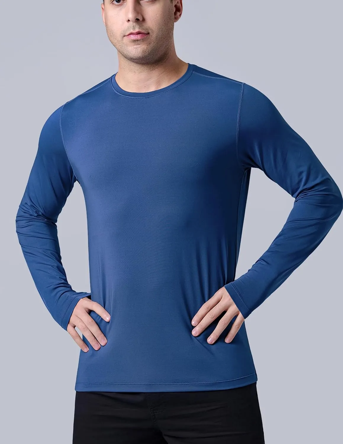 3 Pack: Men's Long Sleeve T Shirts, Dry Fit UV Sun Protection Hiking Athletic Active Tops with Thumb Holes