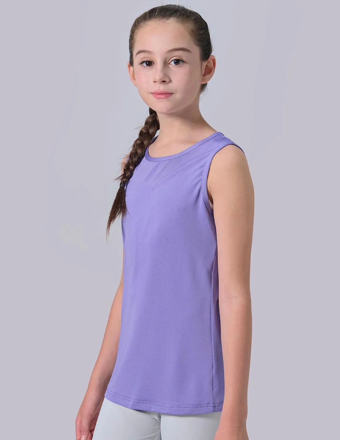 4 Pack Youth Girls Athletic Tank Tops Dry Fit Active Performance Tech Sleeveless Shirts