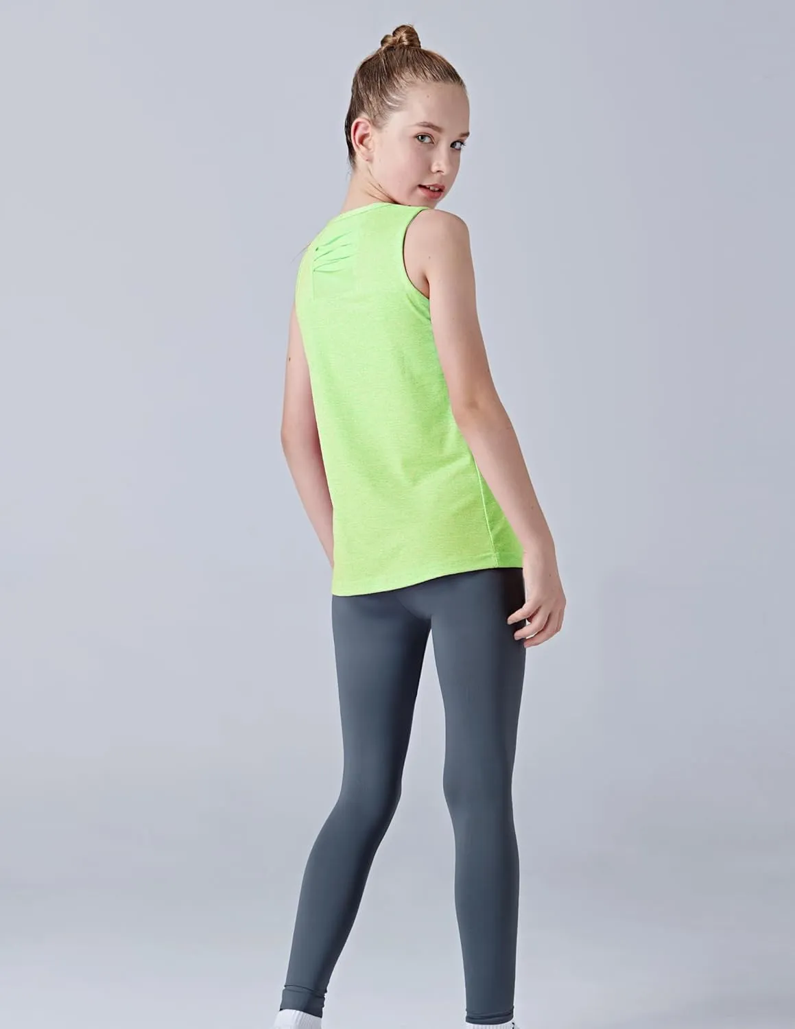4 Pack Youth Girls Athletic Tank Tops Dry Fit Active Performance Tech Sleeveless Shirts