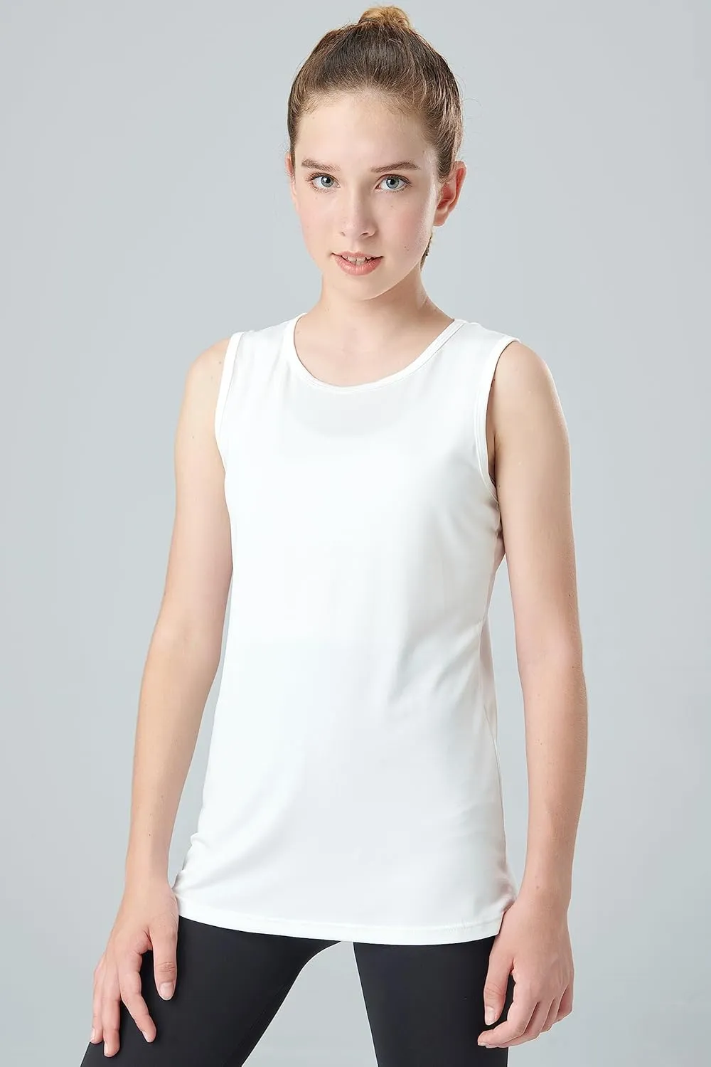 4 Pack Youth Girls Athletic Tank Tops Dry Fit Active Performance Tech Sleeveless Shirts