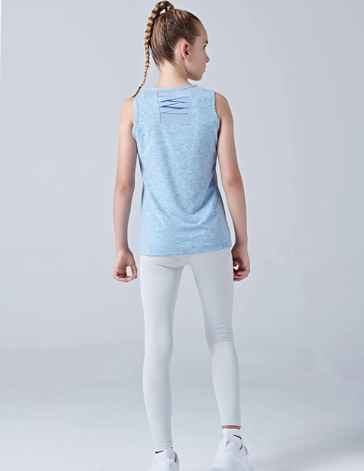 4 Pack Youth Girls Athletic Tank Tops Dry Fit Active Performance Tech Sleeveless Shirts