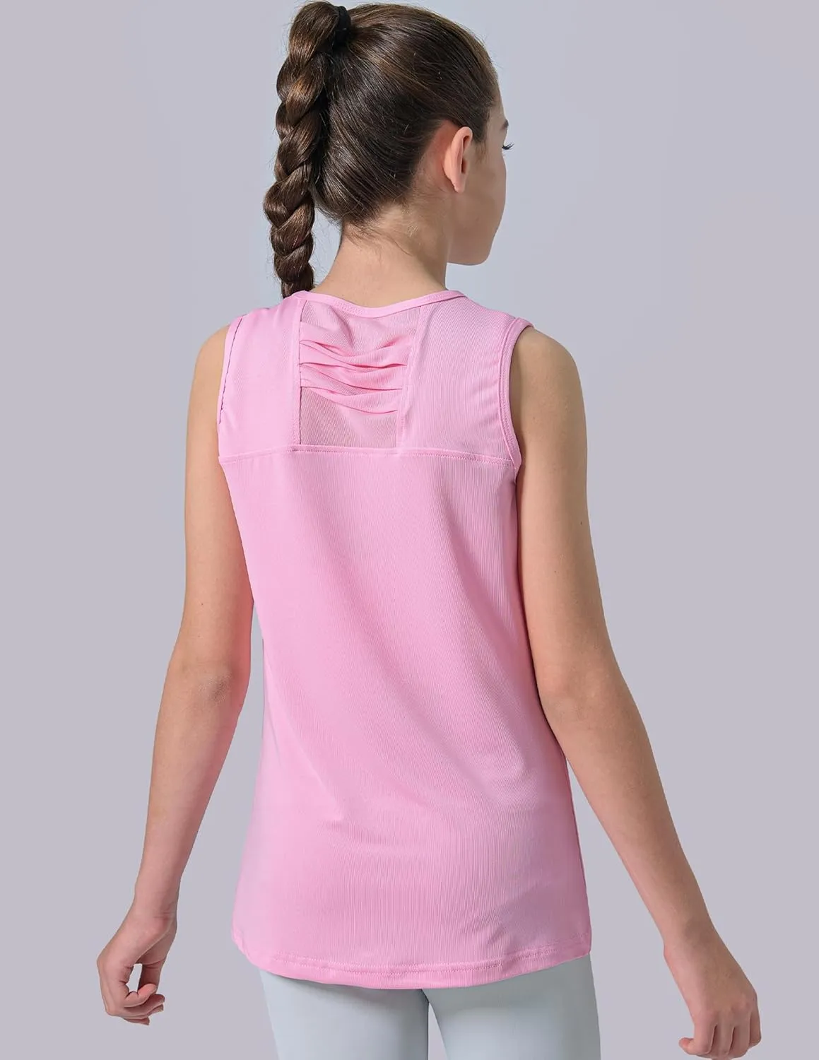 4 Pack Youth Girls Athletic Tank Tops Dry Fit Active Performance Tech Sleeveless Shirts