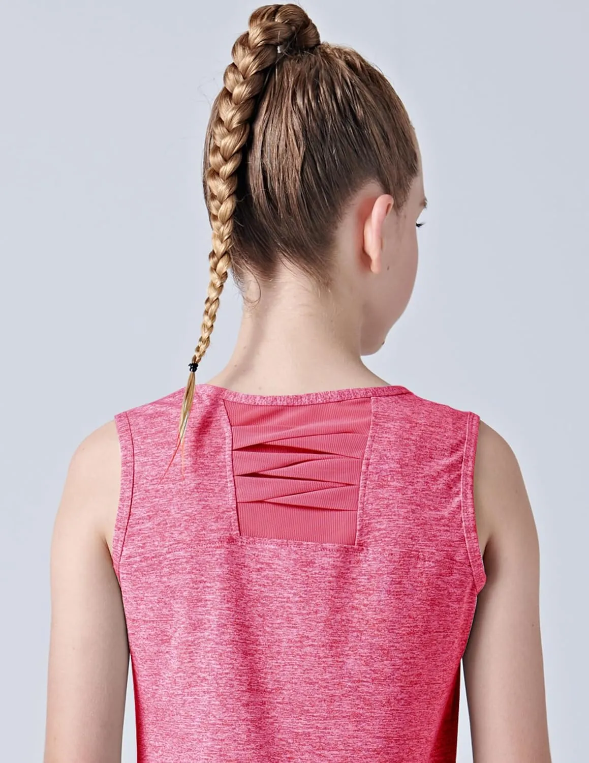 4 Pack Youth Girls Athletic Tank Tops Dry Fit Active Performance Tech Sleeveless Shirts