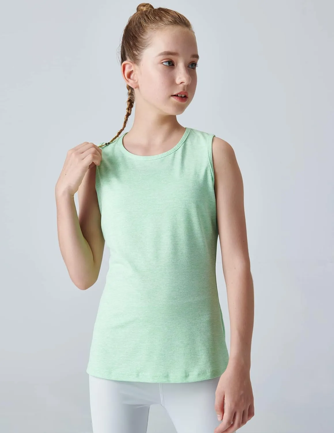 4 Pack Youth Girls Athletic Tank Tops Dry Fit Active Performance Tech Sleeveless Shirts