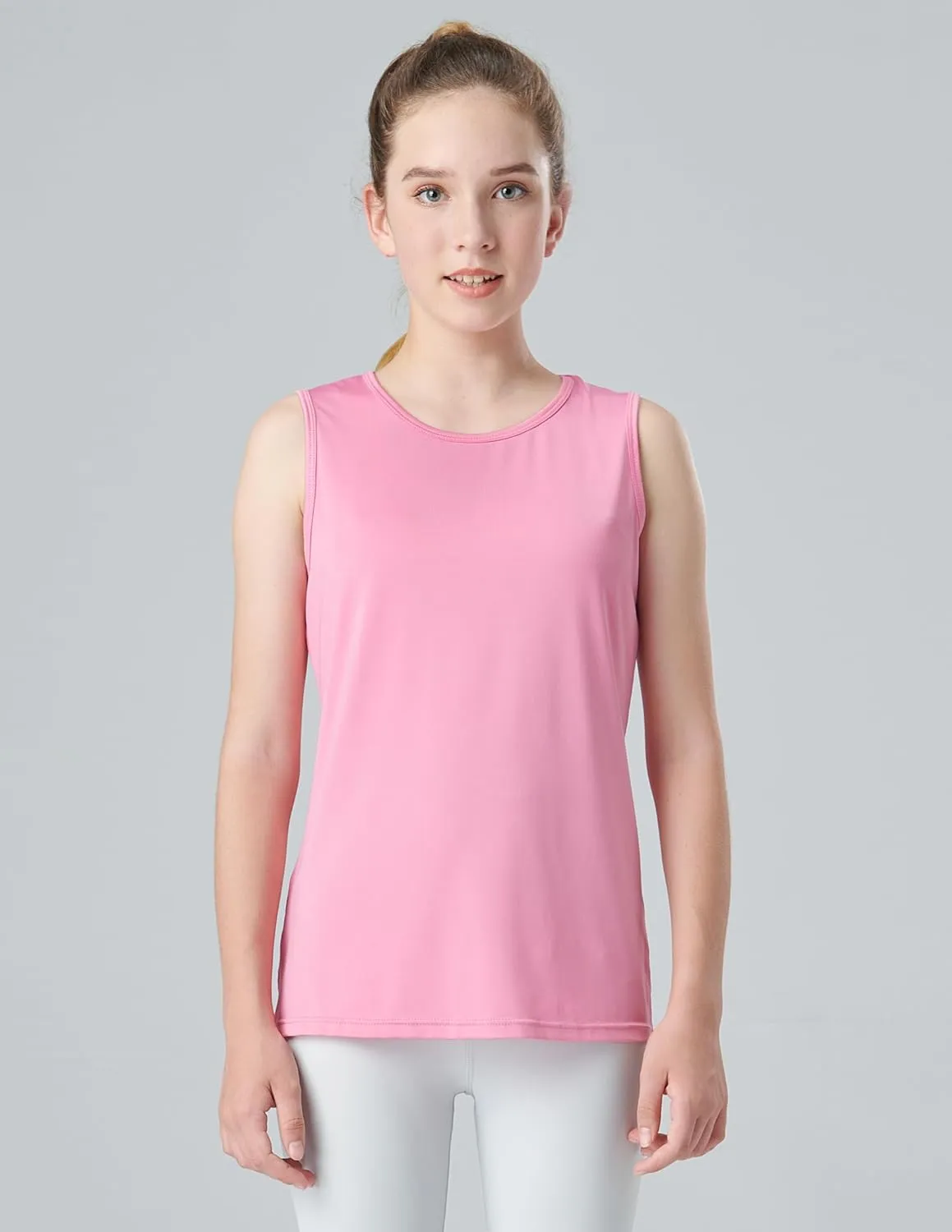4 Pack Youth Girls Athletic Tank Tops Dry Fit Active Performance Tech Sleeveless Shirts