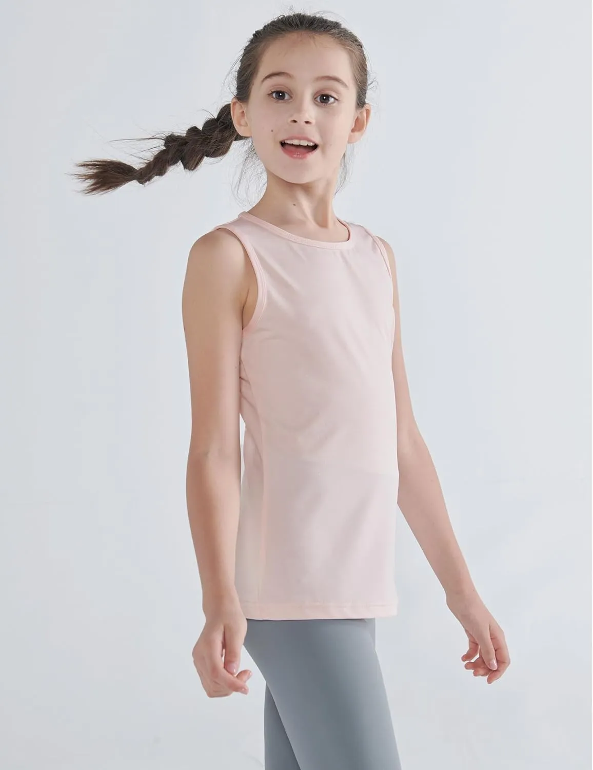 4 Pack Youth Girls Athletic Tank Tops Dry Fit Active Performance Tech Sleeveless Shirts
