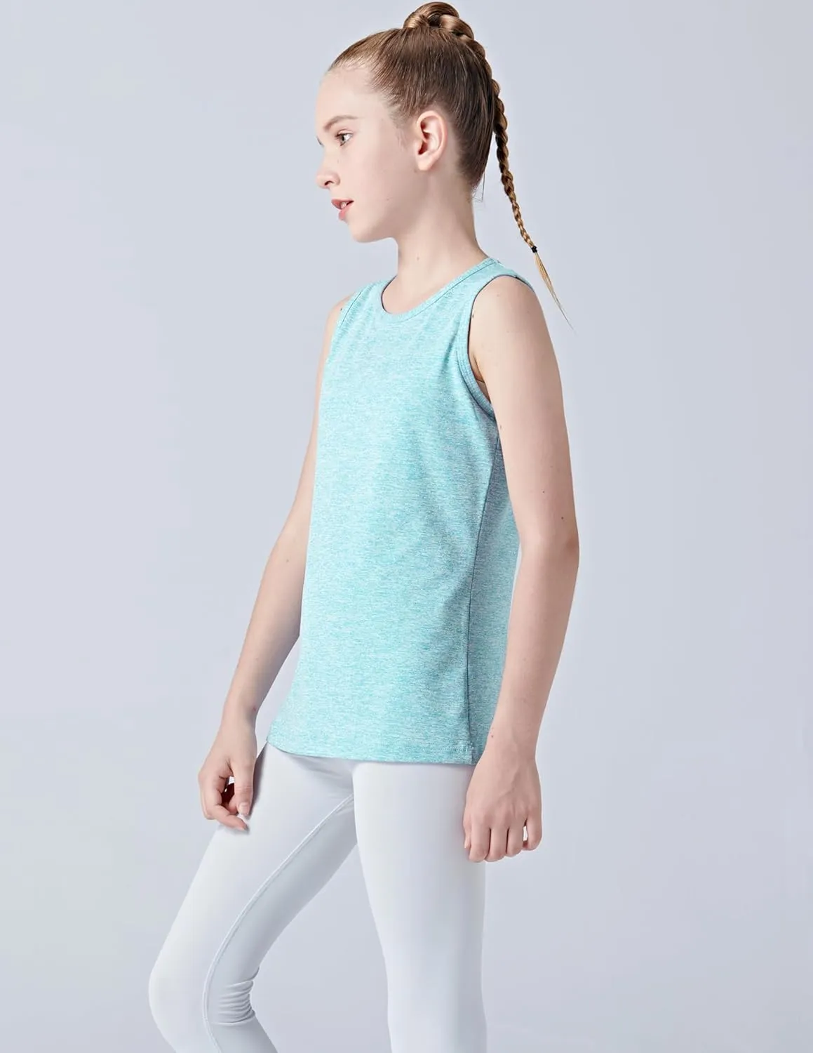 4 Pack Youth Girls Athletic Tank Tops Dry Fit Active Performance Tech Sleeveless Shirts