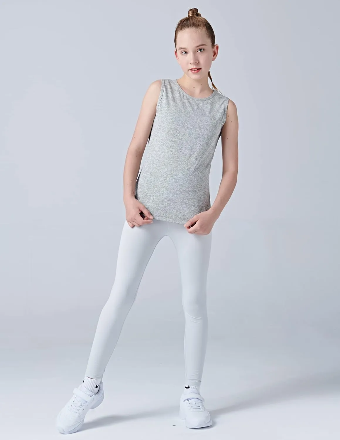 4 Pack Youth Girls Athletic Tank Tops Dry Fit Active Performance Tech Sleeveless Shirts