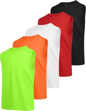 5 Pack Boys Tank Tops Dry-Fit Boys Undershirts Kids Athletic Tank Tops Shirts for Kids Youth