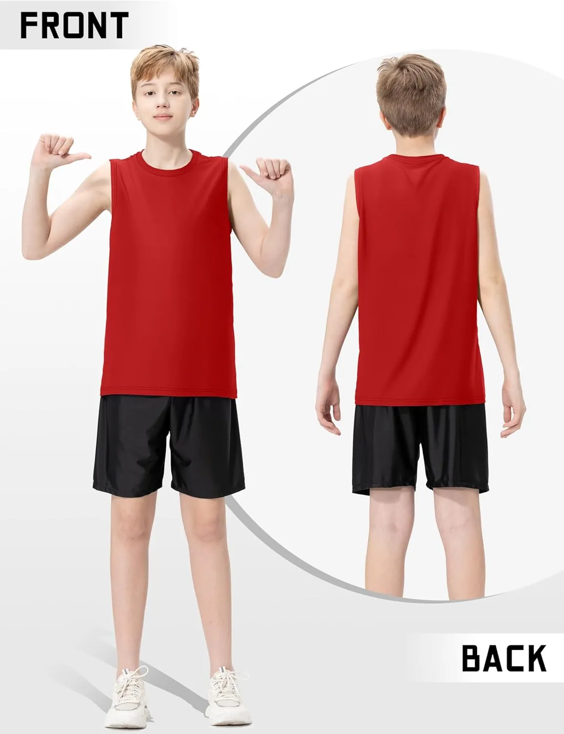 5 Pack Boys Tank Tops Dry-Fit Boys Undershirts Kids Athletic Tank Tops Shirts for Kids Youth