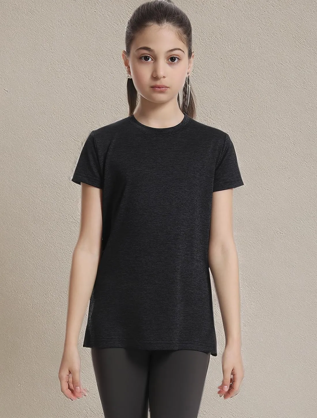 5 Pack Girls Athletic Shirts Short Sleeve Dry Fit Sports T-Shirts Crew Neck Activewear Tees Tops for Kids Teens