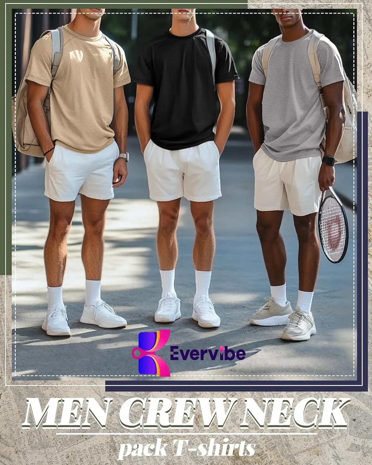 5 Pack Men's Big & Tall Cotton T-Shirts, Short Sleeve Crew Neck Shirts Moisture Wicking Classic Tees Bulk Multipack