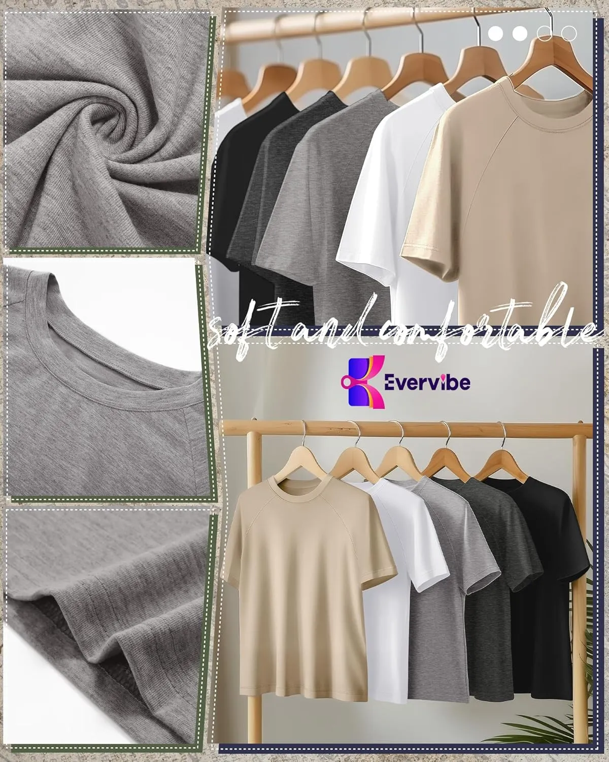 5 Pack Men's Big & Tall Cotton T-Shirts, Short Sleeve Crew Neck Shirts Moisture Wicking Classic Tees Bulk Multipack