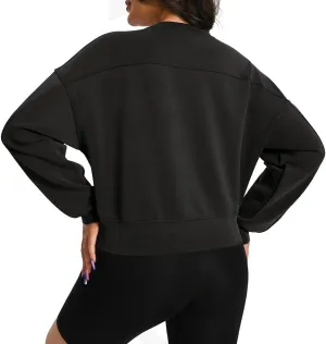 Auriviz Womens Modal Long Sleeve Cropped Sweatshirts Oversized Workout Shirts Crew Neck Pullover Crop Tops