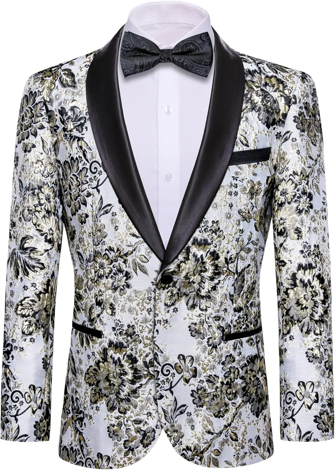 Barry.Wang Blazer for Men Paisley Sport Coat Lightweight Suit Jacket Regular Tuxedo Flower Mardi Gras Carnival Gift