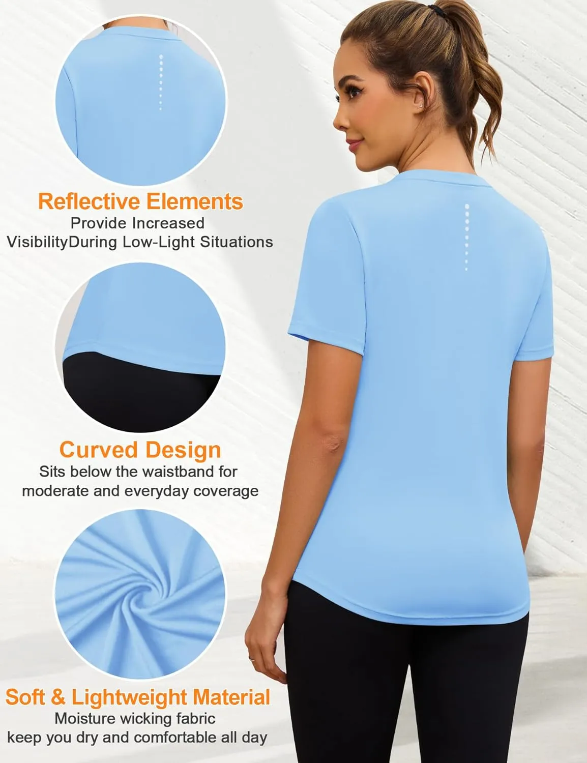 Blingfit Workout Tops for Women Short Sleeve Yoga Shirts Sports Gym Tshirts Quick Drying Running Top UPF 80  Sun Protection