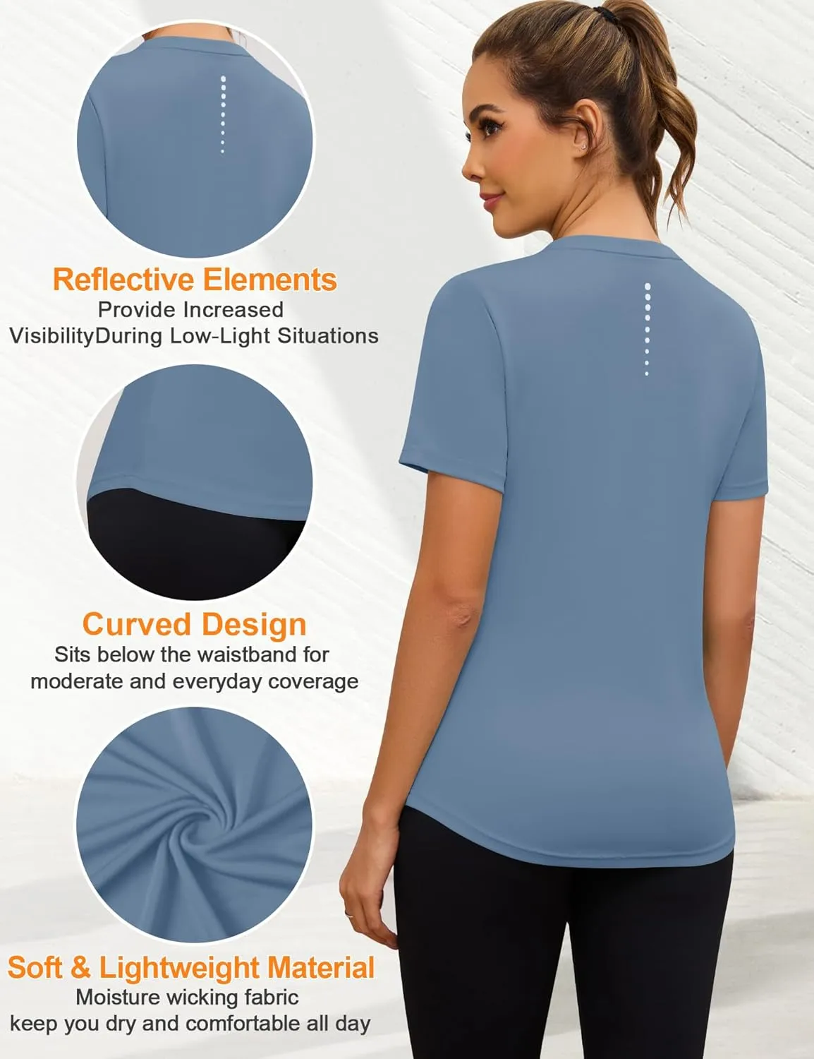 Blingfit Workout Tops for Women Short Sleeve Yoga Shirts Sports Gym Tshirts Quick Drying Running Top UPF 80  Sun Protection