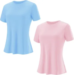 Blingfit Workout Tops for Women Short Sleeve Yoga Shirts Sports Gym Tshirts Quick Drying Running Top UPF 80  Sun Protection