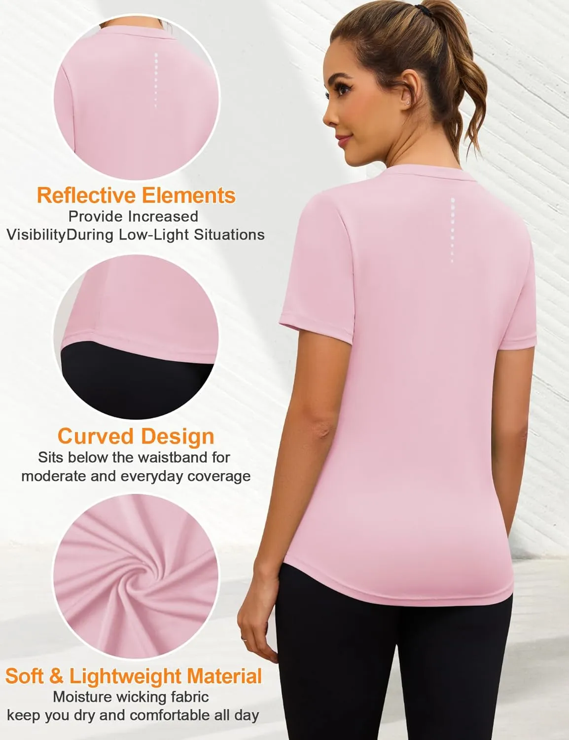 Blingfit Workout Tops for Women Short Sleeve Yoga Shirts Sports Gym Tshirts Quick Drying Running Top UPF 80  Sun Protection