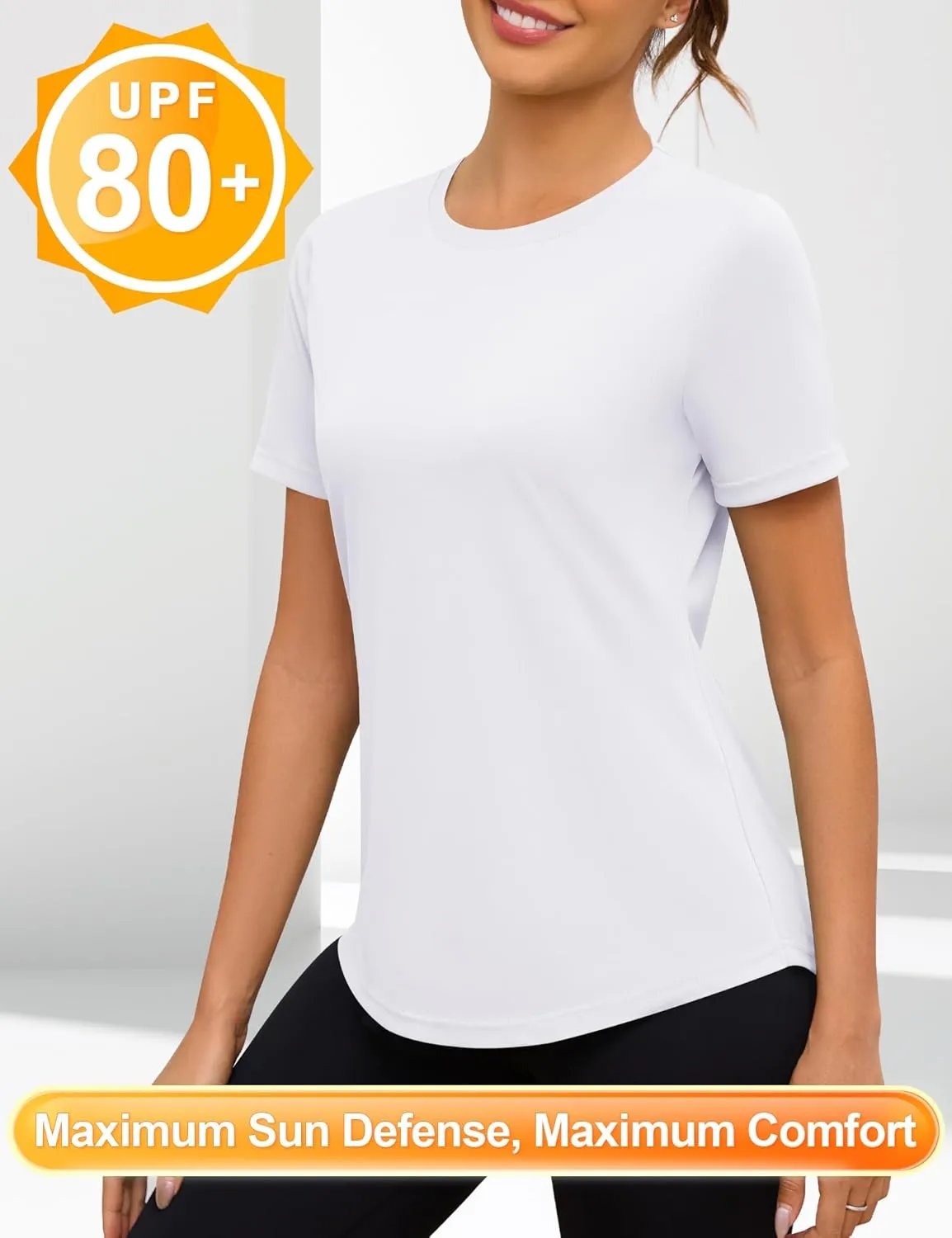 Blingfit Workout Tops for Women Short Sleeve Yoga Shirts Sports Gym Tshirts Quick Drying Running Top UPF 80  Sun Protection