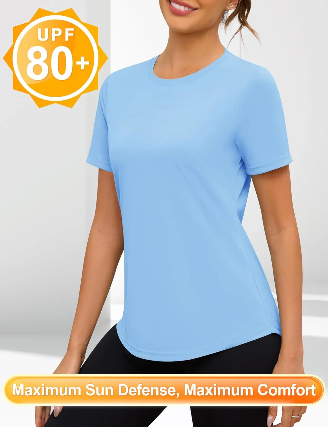 Blingfit Workout Tops for Women Short Sleeve Yoga Shirts Sports Gym Tshirts Quick Drying Running Top UPF 80  Sun Protection