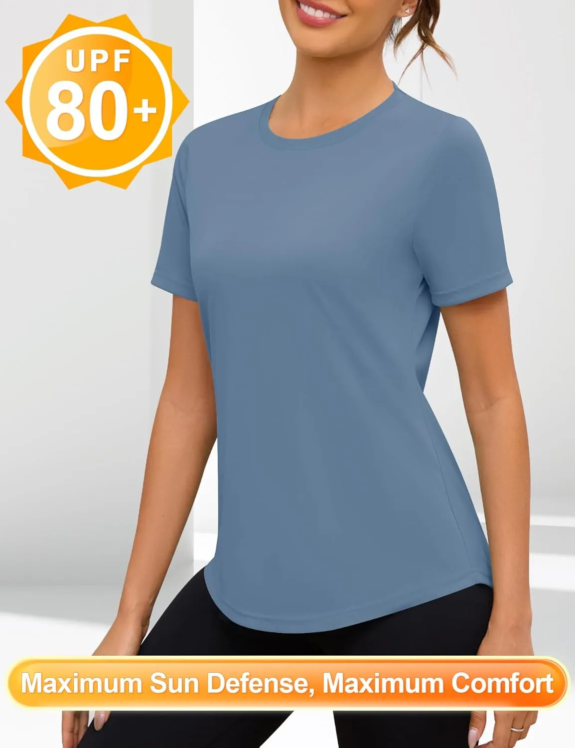 Blingfit Workout Tops for Women Short Sleeve Yoga Shirts Sports Gym Tshirts Quick Drying Running Top UPF 80  Sun Protection