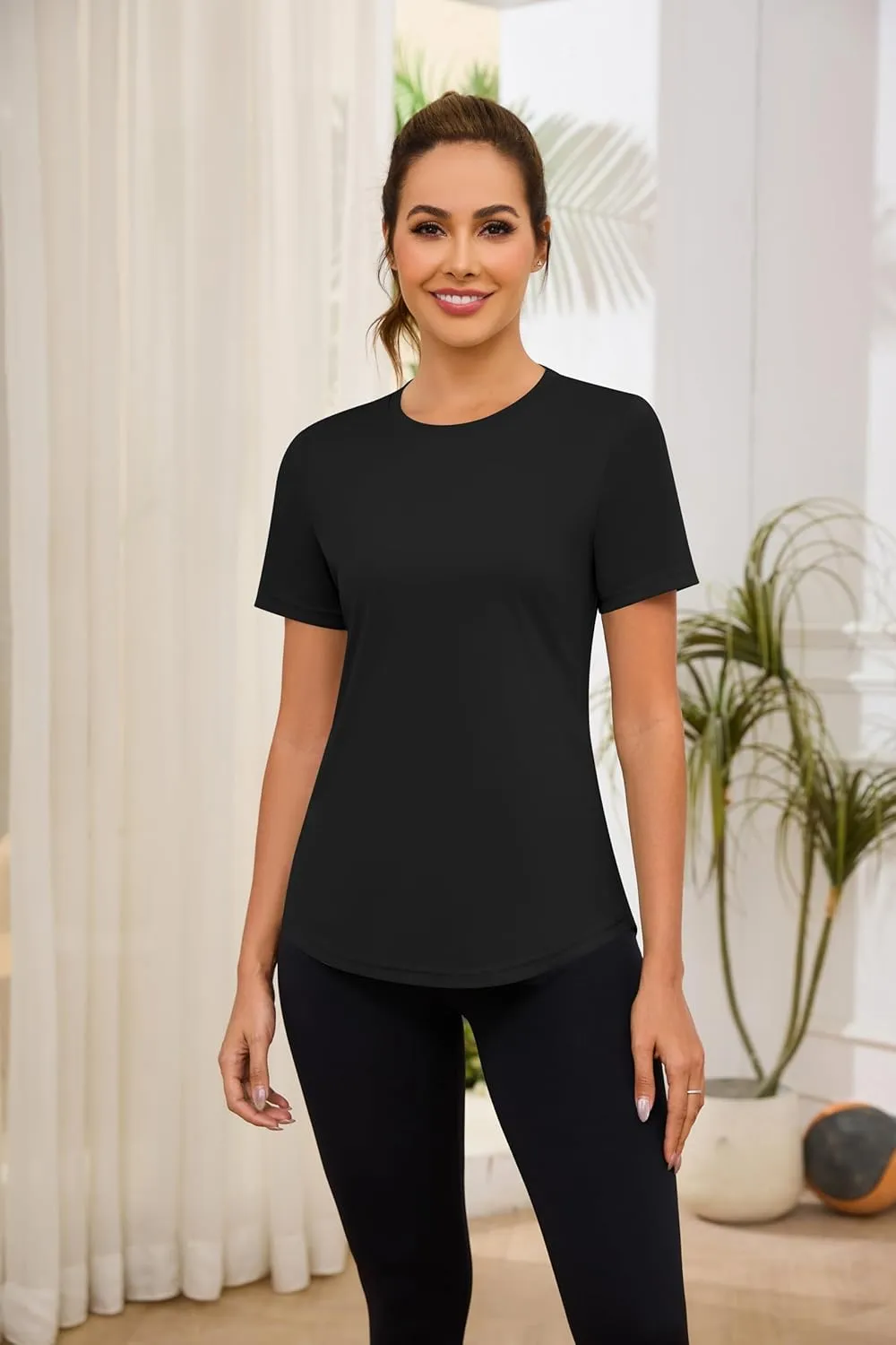 Blingfit Workout Tops for Women Short Sleeve Yoga Shirts Sports Gym Tshirts Quick Drying Running Top UPF 80  Sun Protection