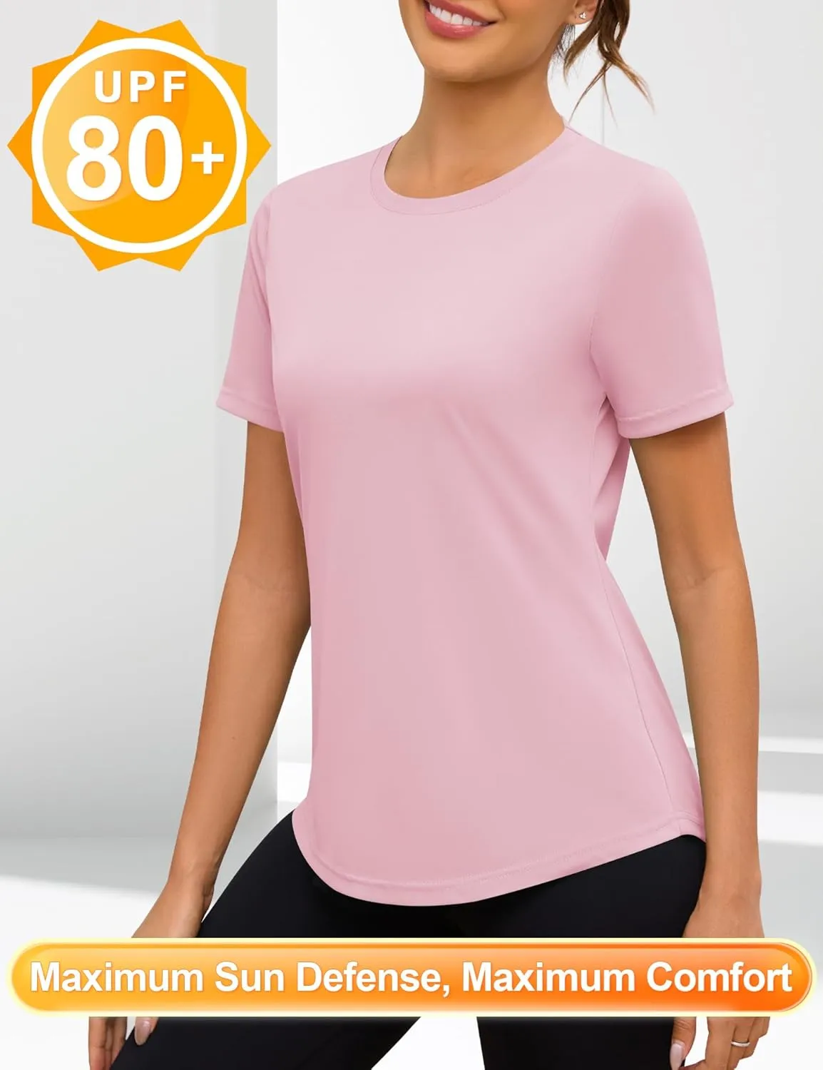 Blingfit Workout Tops for Women Short Sleeve Yoga Shirts Sports Gym Tshirts Quick Drying Running Top UPF 80  Sun Protection