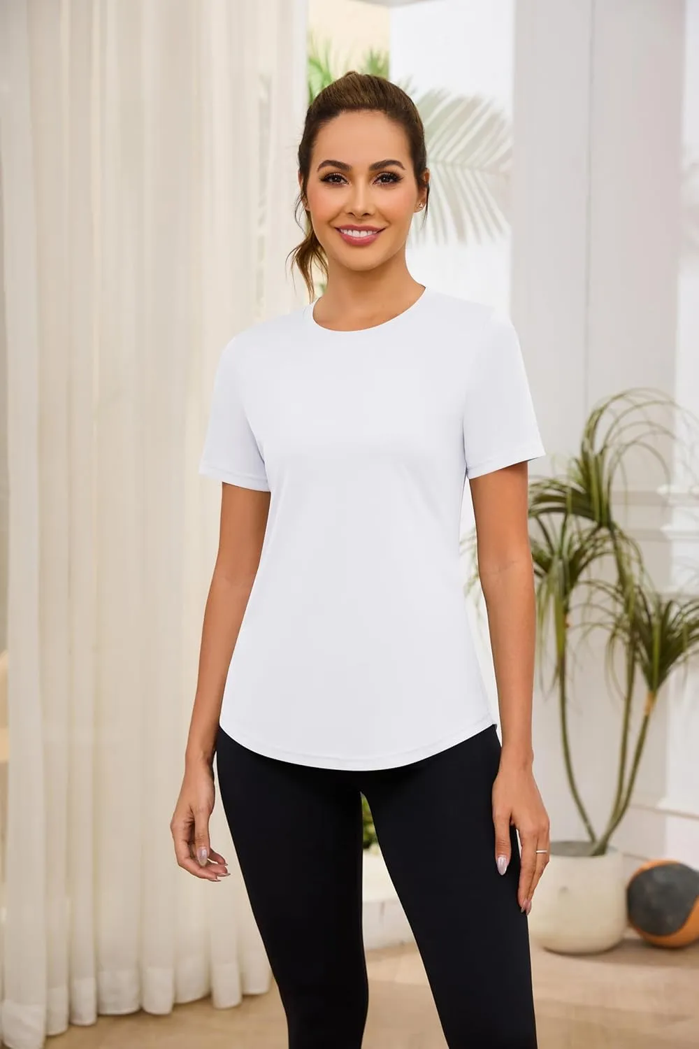 Blingfit Workout Tops for Women Short Sleeve Yoga Shirts Sports Gym Tshirts Quick Drying Running Top UPF 80  Sun Protection