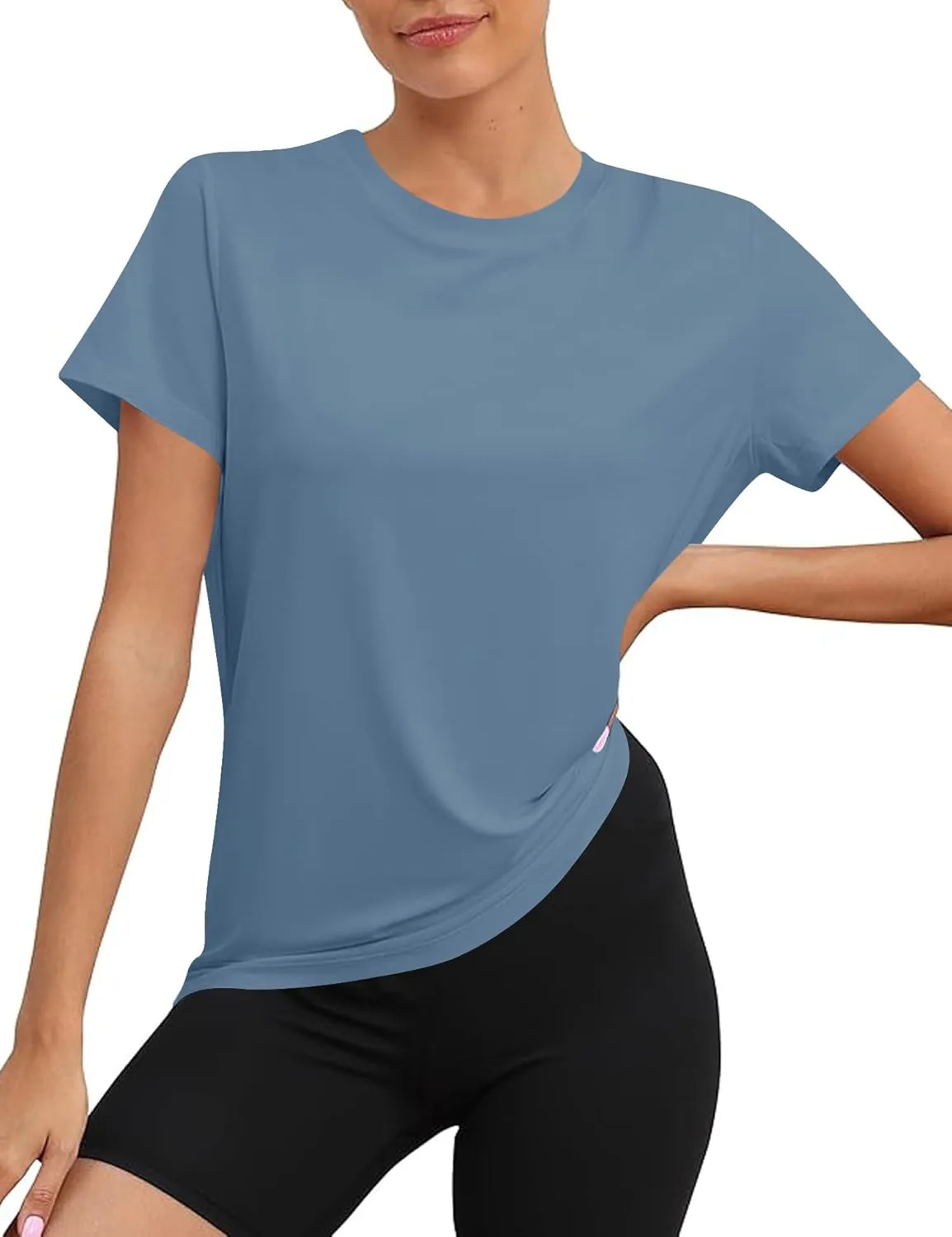 Blingfit Workout Tops for Women Short Sleeve Yoga Shirts Sports Gym Tshirts Quick Drying Running Top UPF 80  Sun Protection