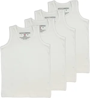 BROOKLYN VERTICAL Boys 4 Pack Undershirt Tank Top - Tagless Cotton Super Soft Runs Small