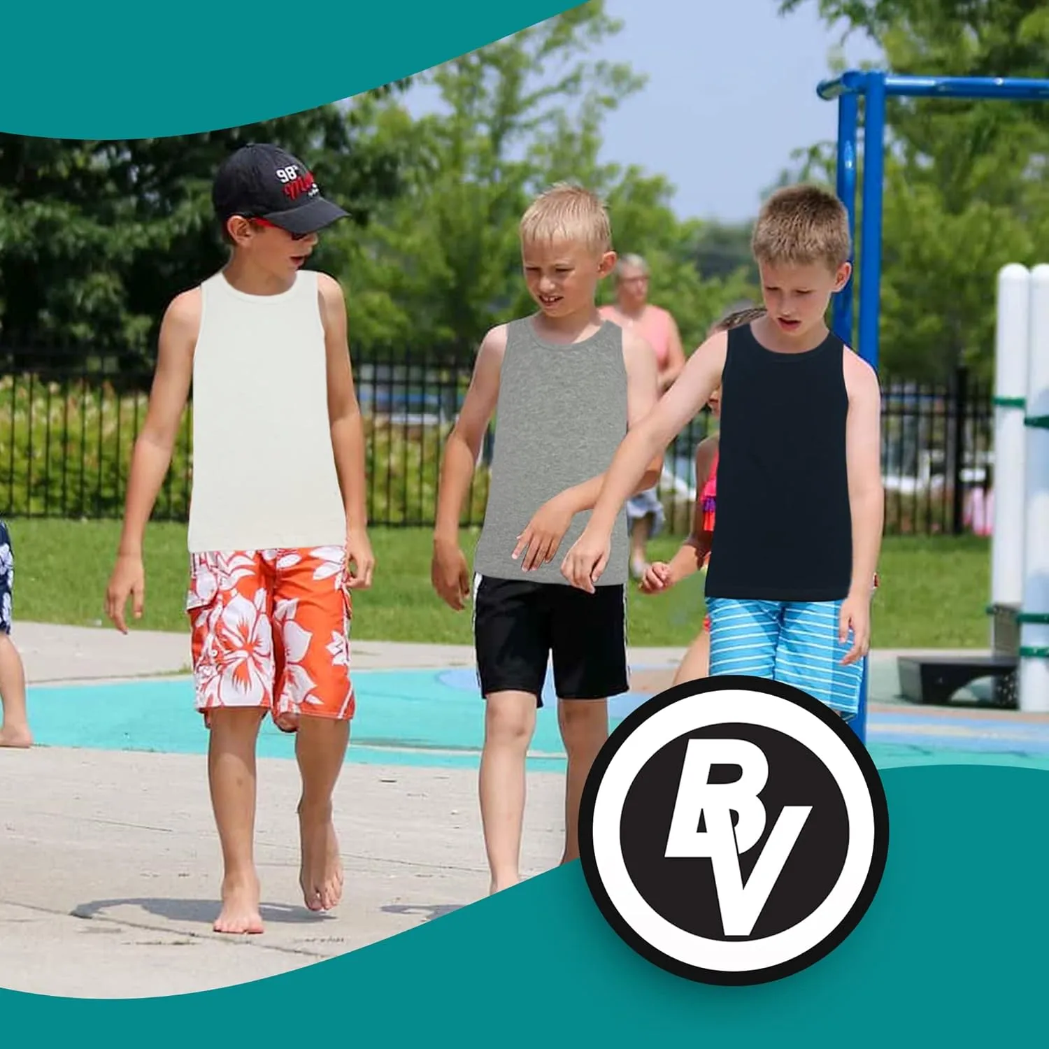 BROOKLYN VERTICAL Boys 4 Pack Undershirt Tank Top - Tagless Cotton Super Soft Runs Small