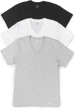 Calvin Klein Men's Undershirts Cotton Classics 3 Pack V Neck Tshirts, Multi, X-Large