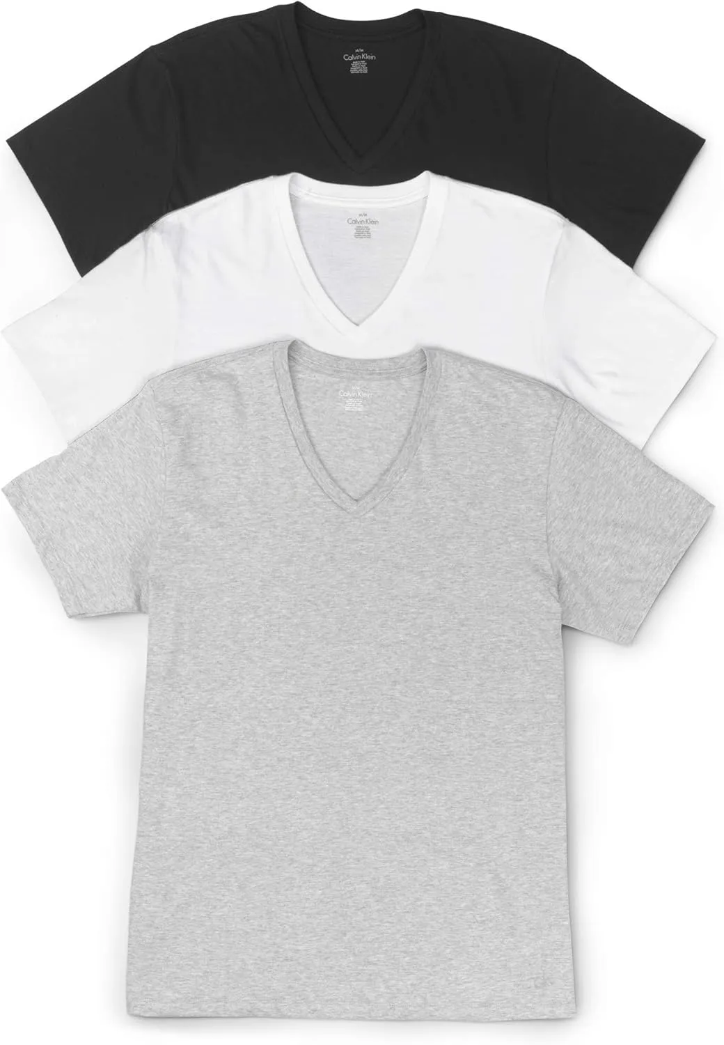 Calvin Klein Men's Undershirts Cotton Classics 3 Pack V Neck Tshirts, Multi, X-Large