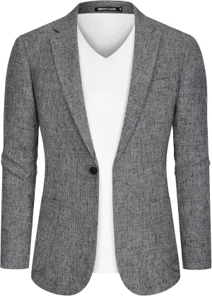 Casual Blazer for Men Linen Blazer Jacket Slim Fit Suit Jackets for Men Casual Blazer Sport Coat Linen Suits