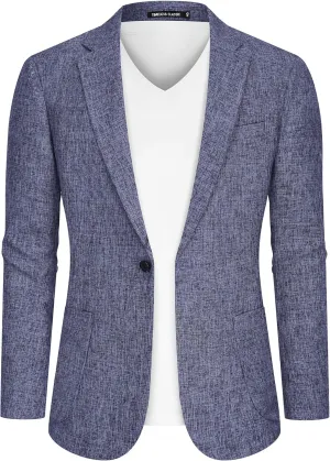 Casual Blazer for Men Linen Blazer Jacket Slim Fit Suit Jackets for Men Casual Blazer Sport Coat Linen Suits