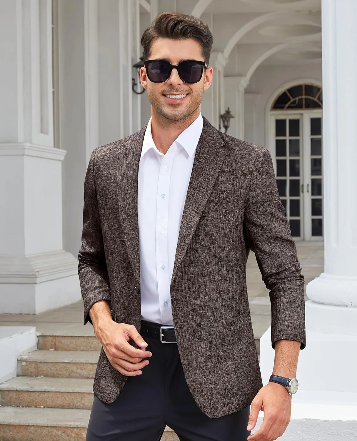 Casual Blazer for Men Linen Blazer Jacket Slim Fit Suit Jackets for Men Casual Blazer Sport Coat Linen Suits
