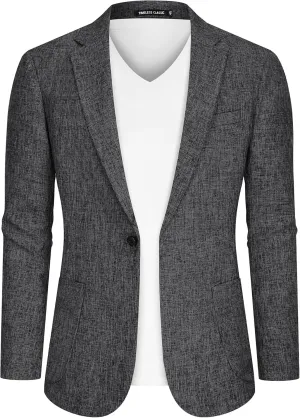Casual Blazer for Men Linen Blazer Jacket Slim Fit Suit Jackets for Men Casual Blazer Sport Coat Linen Suits