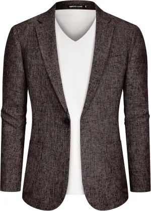 Casual Blazer for Men Linen Blazer Jacket Slim Fit Suit Jackets for Men Casual Blazer Sport Coat Linen Suits