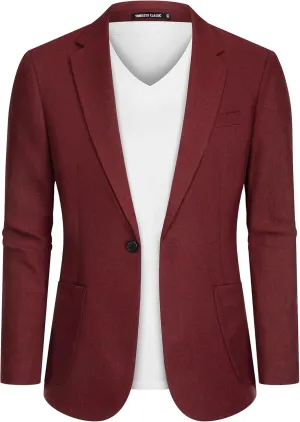 Casual Blazer for Men Linen Blazer Jacket Slim Fit Suit Jackets for Men Casual Blazer Sport Coat Linen Suits