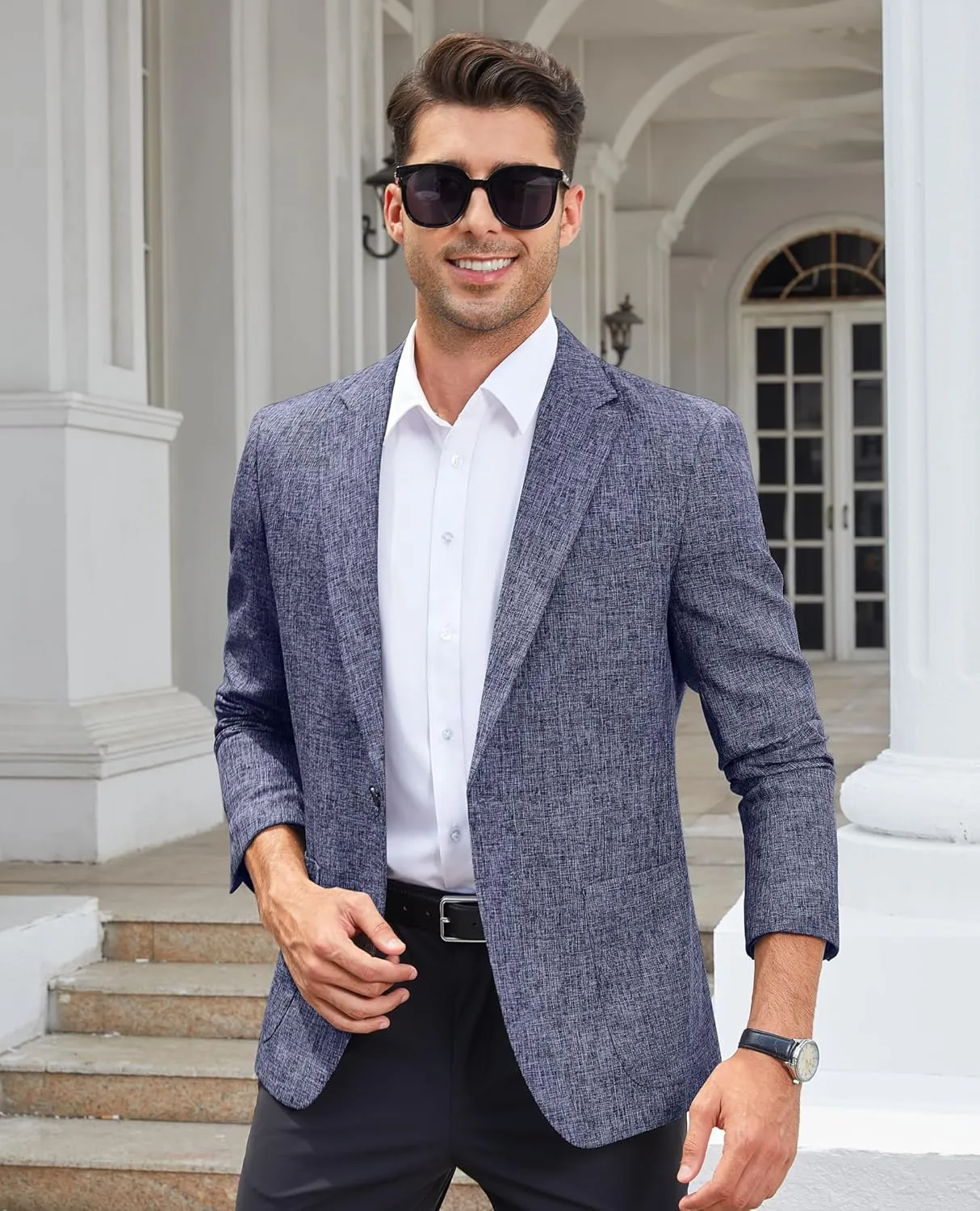 Casual Blazer for Men Linen Blazer Jacket Slim Fit Suit Jackets for Men Casual Blazer Sport Coat Linen Suits