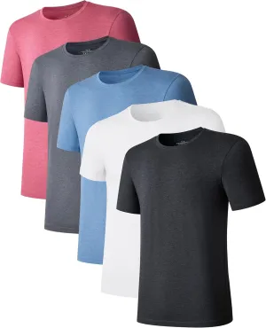 CF Men's Undershirts Bamboo Rayon Moisture Wicking T-Shirts Short Sleeve Crewneck Tees for Men Slim Fit T-Shirts 3 or 5 Pack