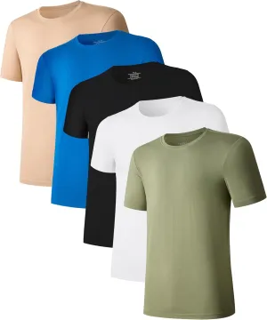 CF Men's Undershirts Bamboo Rayon Moisture Wicking T-Shirts Short Sleeve Crewneck Tees for Men Slim Fit T-Shirts 3 or 5 Pack