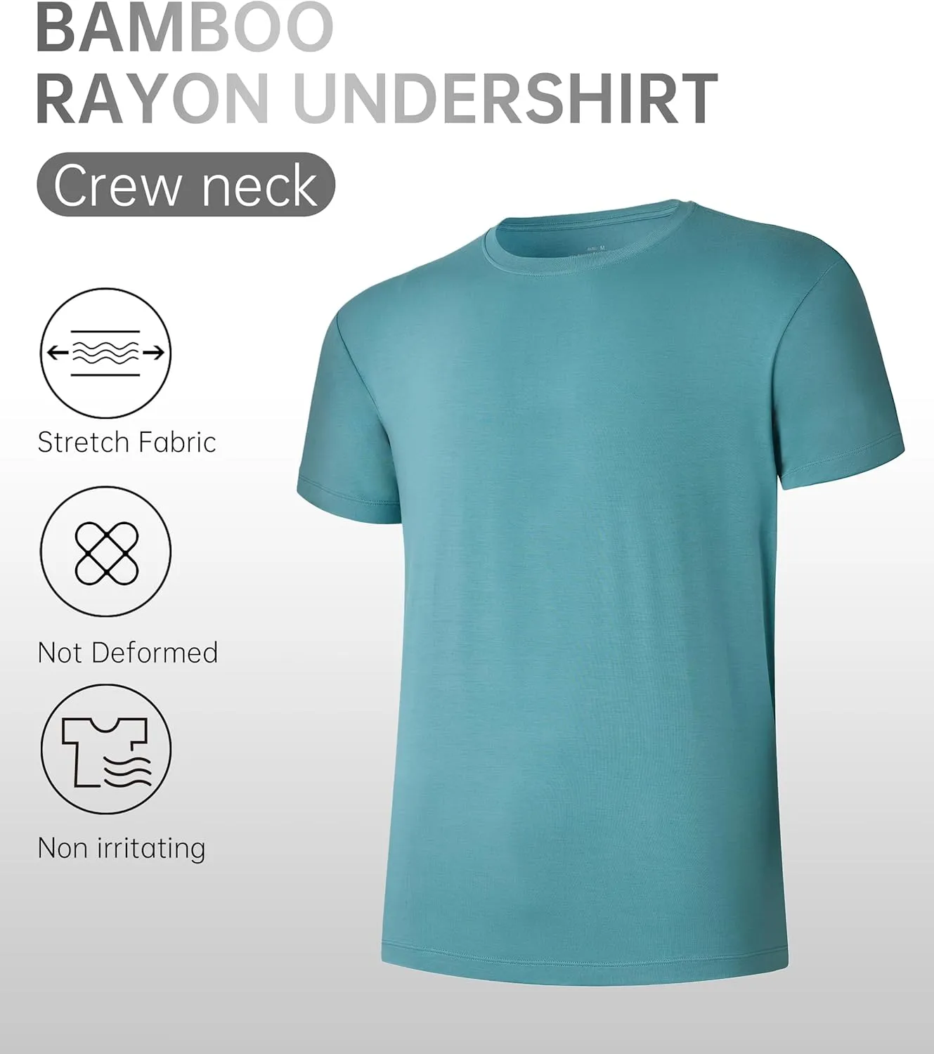 CF Men's Undershirts Bamboo Rayon Moisture Wicking T-Shirts Short Sleeve Crewneck Tees for Men Slim Fit T-Shirts 3 or 5 Pack