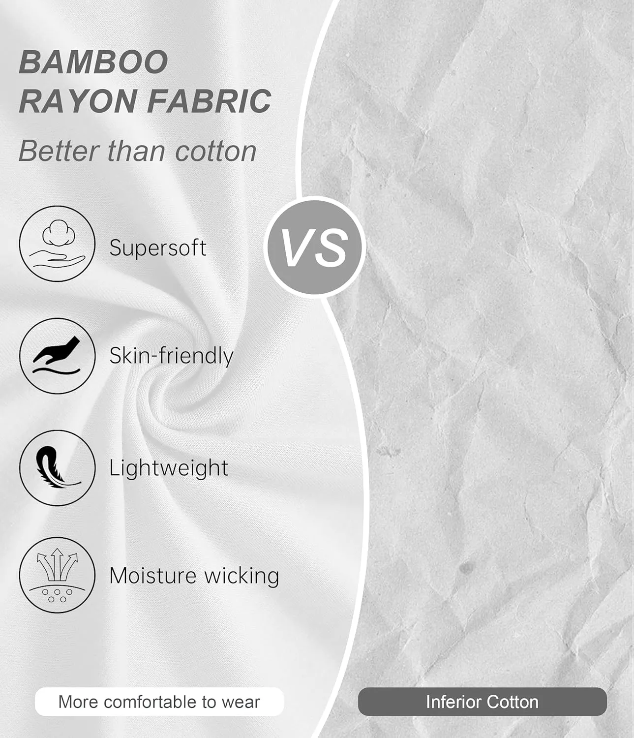 CF Men's Undershirts Bamboo Rayon Moisture Wicking T-Shirts Short Sleeve Crewneck Tees for Men Slim Fit T-Shirts 3 or 5 Pack