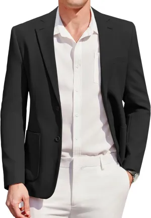 COOFANDY Mens Casual Blazer Sport Coat Two Buttons Lightweight Knit Suit Jackets